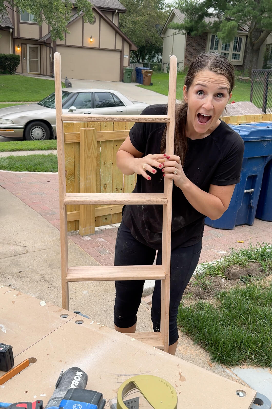 A completely DIY ladder built for a Kids' bunk bed.